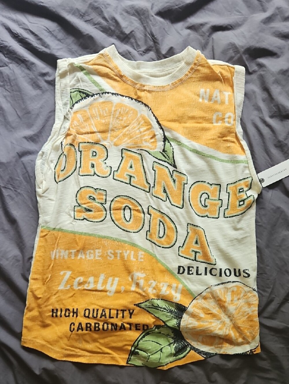 Pilcro White & Orange Graphic Sleeveless Tank - Picture 2 of 5